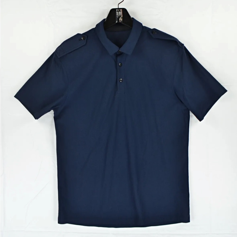 Lululemon Men's Blue Short Sleeve Active Polo Shirt Shoulder Straps